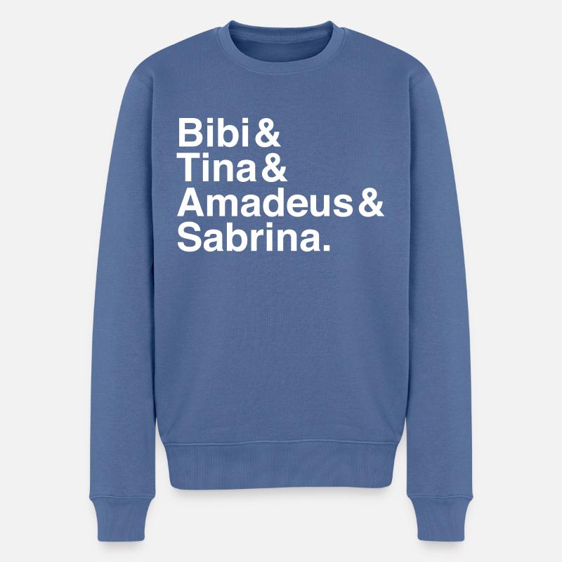 Bibi & Tina & Amadeus & Sabrina Typographie weiß - Männer Premium Bio Pullover - Taubenblau