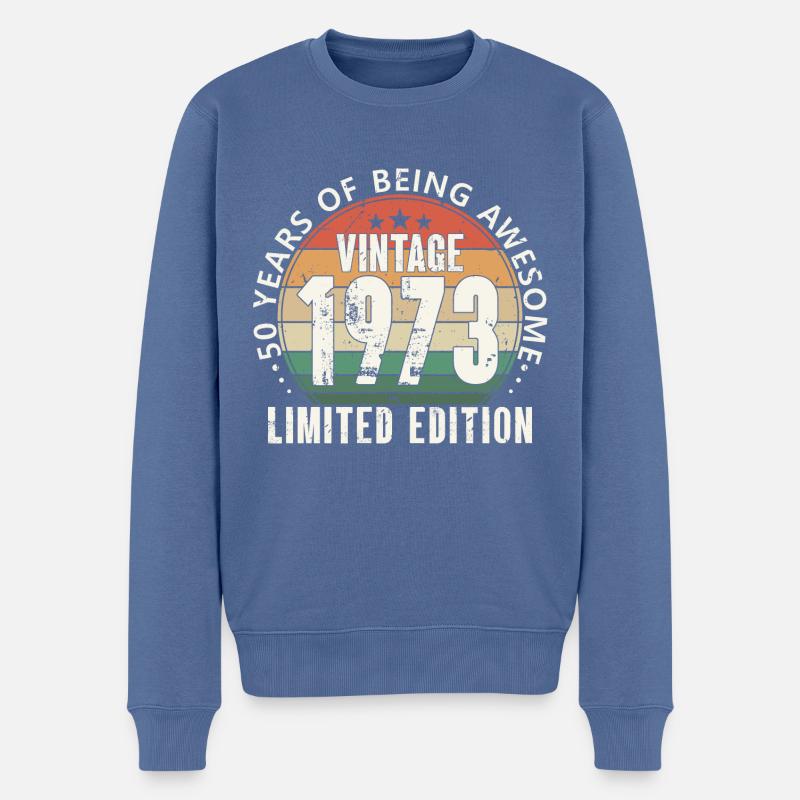 50. Geburtstag 50 Jahre 1973 Jahrgang geboren - Männer Premium Bio Pullover - Taubenblau