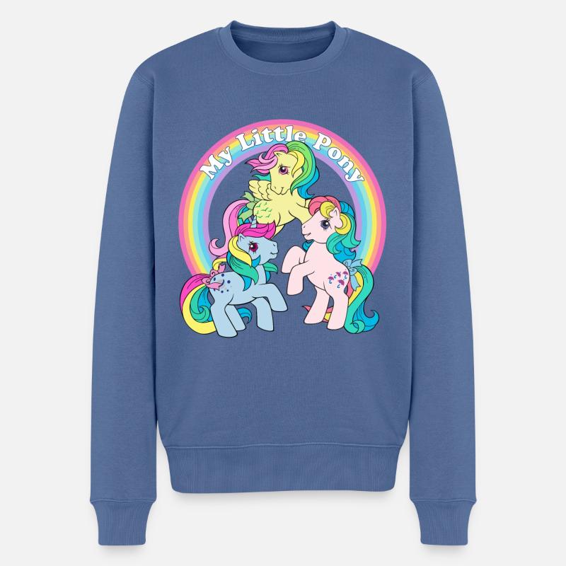 My Little Pony Retro Bunte Ponys Mit Regenbogen - Männer Premium Bio Pullover - Taubenblau