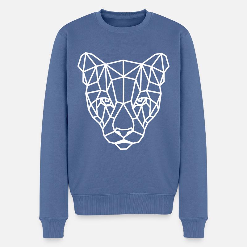 Kopf Geometrisch Jaguar - Männer Premium Bio Pullover - Taubenblau