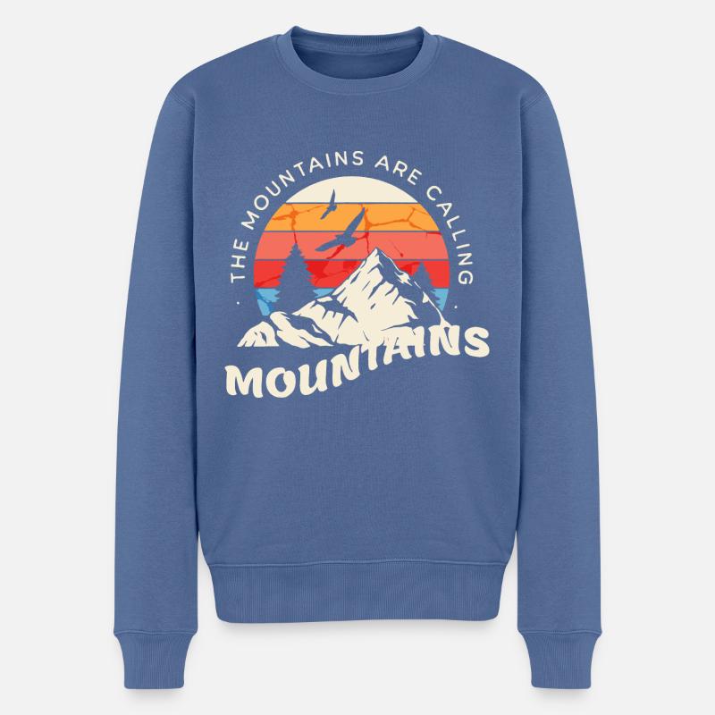 Berge, Berge - Männer Premium Bio Pullover - Taubenblau