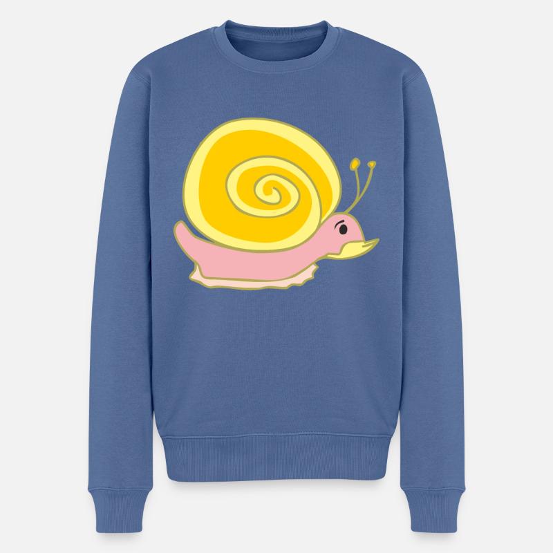 Escargots - Pull Premium bio Homme - bleu pigeon