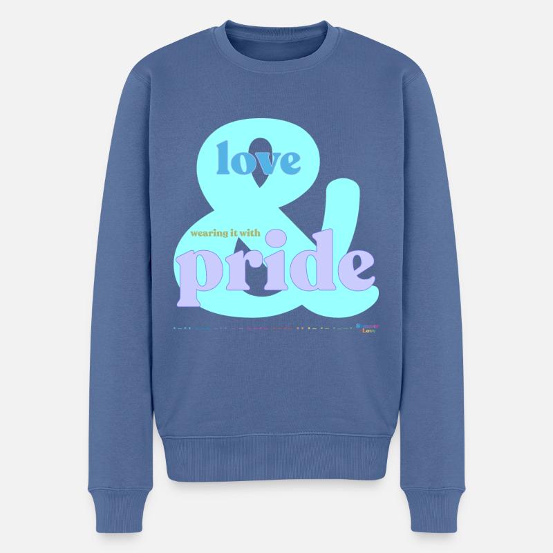 Stolz Eisblau - Männer Premium Bio Pullover - Taubenblau