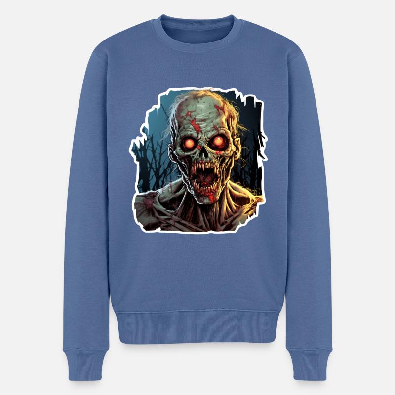 Halloween Zombie - Männer Premium Bio Pullover - Taubenblau