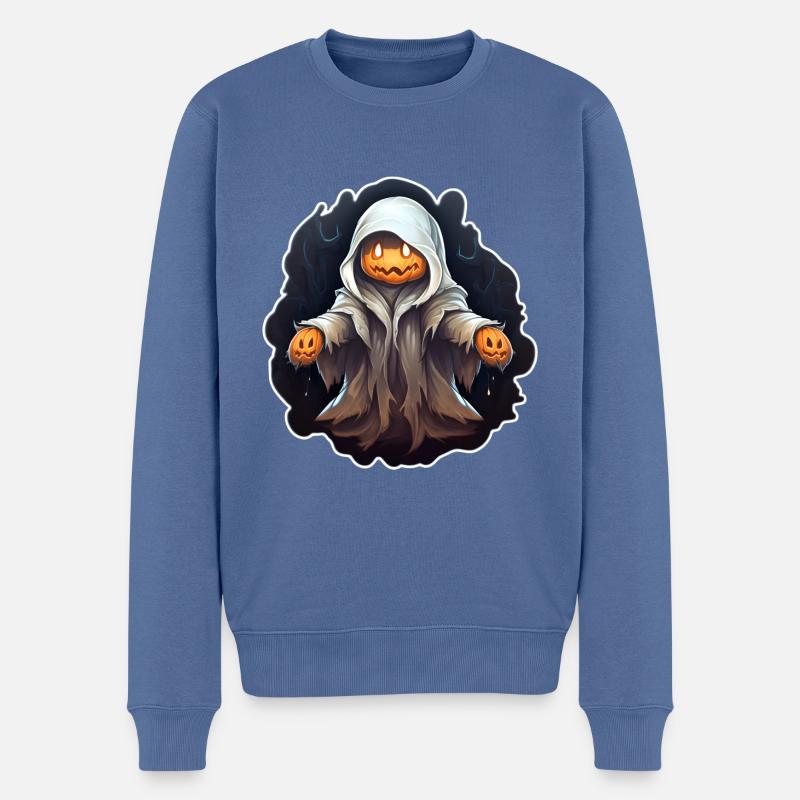 Fantôme d’Halloween - Pull Premium bio Homme - bleu pigeon