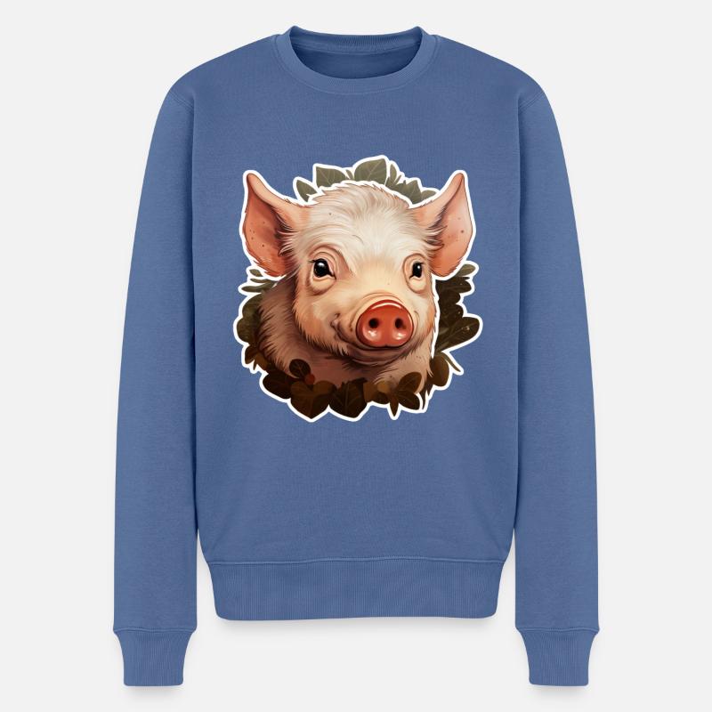süßes Ferkel - Männer Premium Bio Pullover - Taubenblau