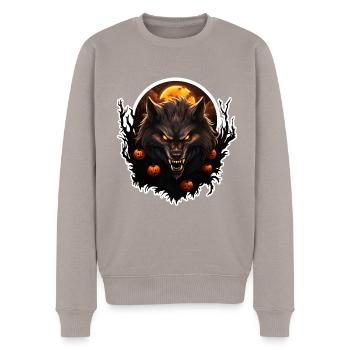 Halloween Werewolf - Men's Premium Organic Jumper - taupe - Front - Nico (187cm)