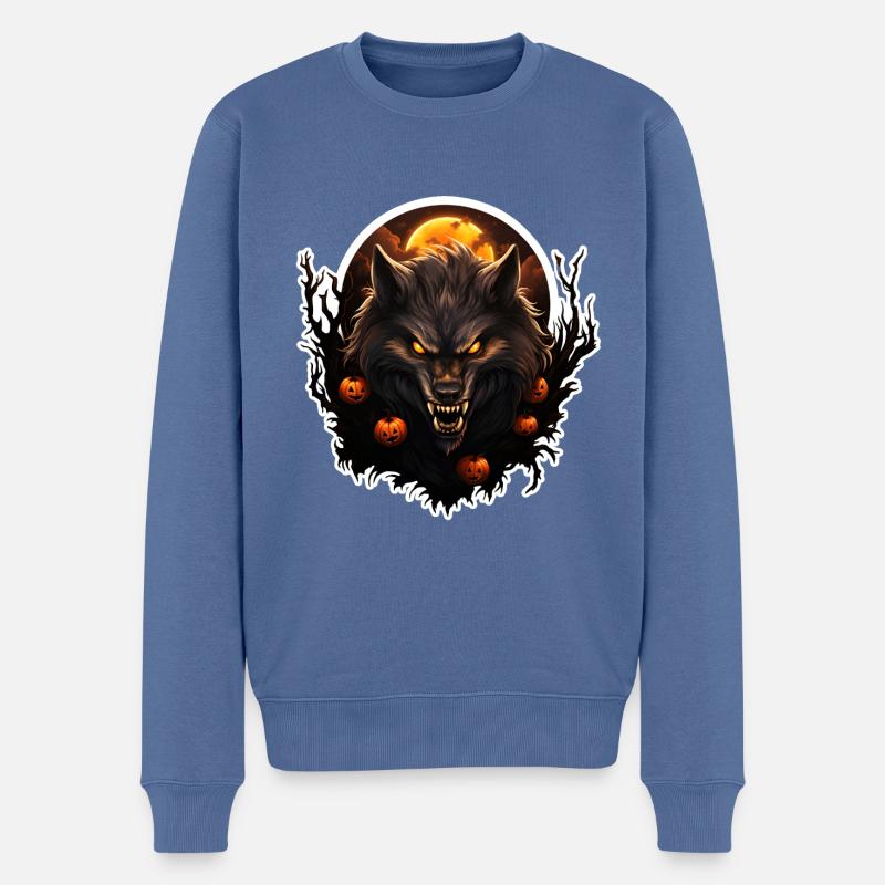 Halloween Werwolf - Männer Premium Bio Pullover - Taubenblau