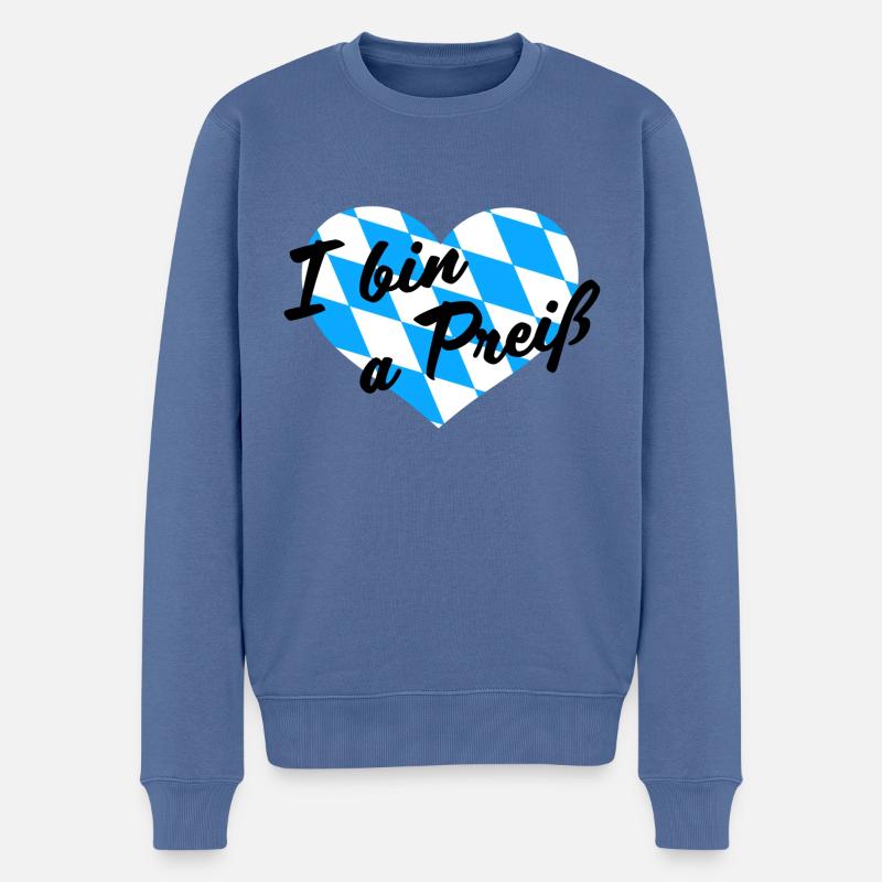 - I bin a Preiß - Männer Premium Bio Pullover - Taubenblau
