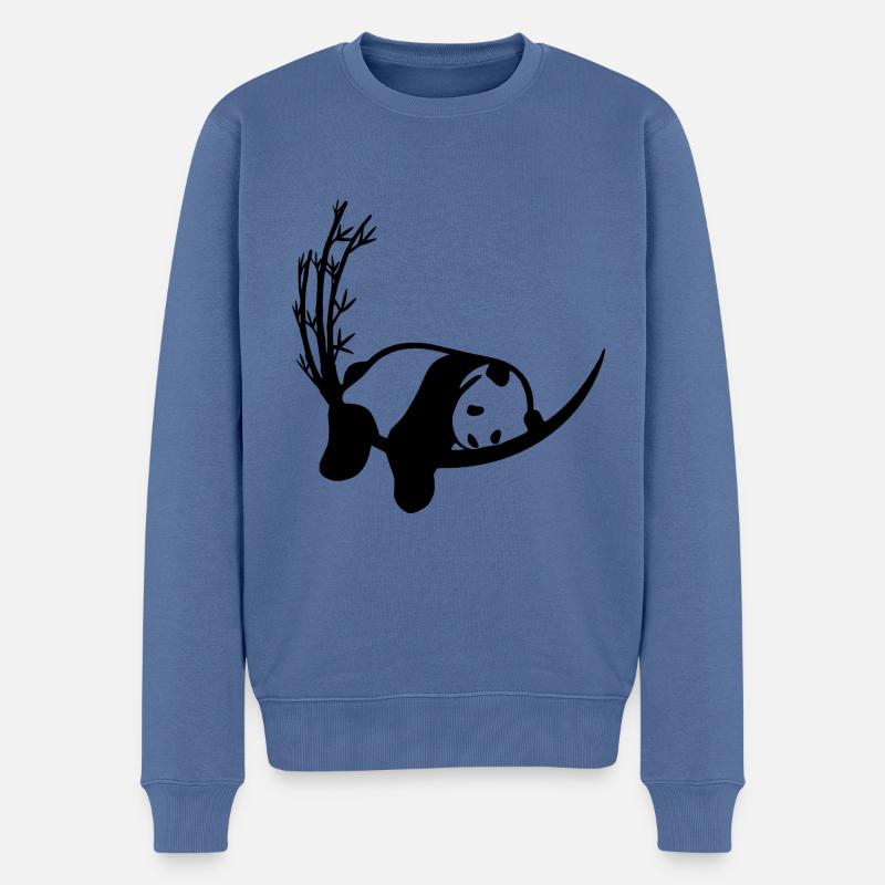 Panda Bambus Chillen - Männer Premium Bio Pullover - Taubenblau