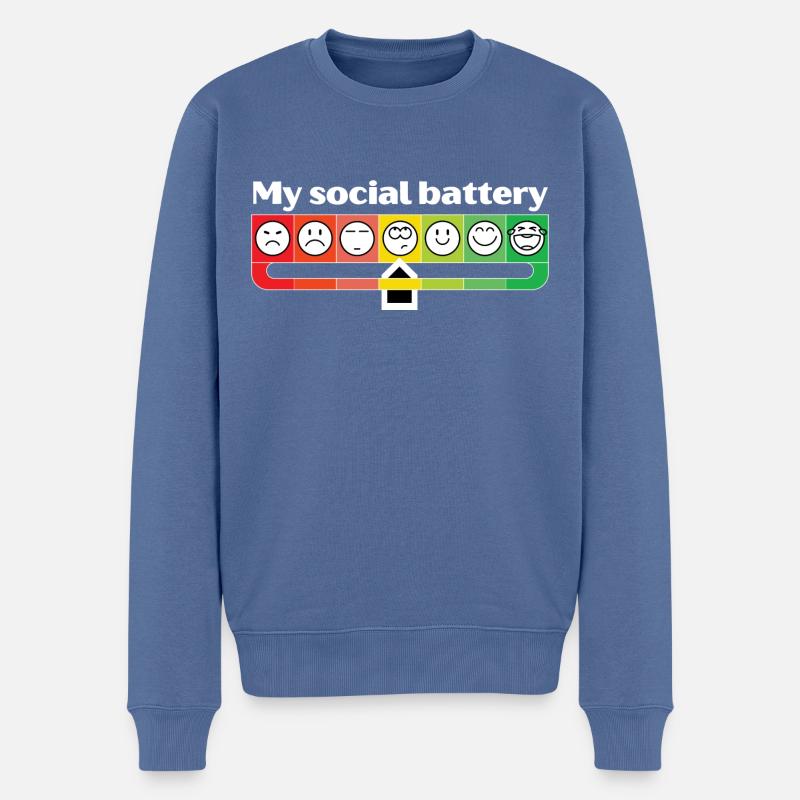 My social battery - Männer Premium Bio Pullover - Taubenblau