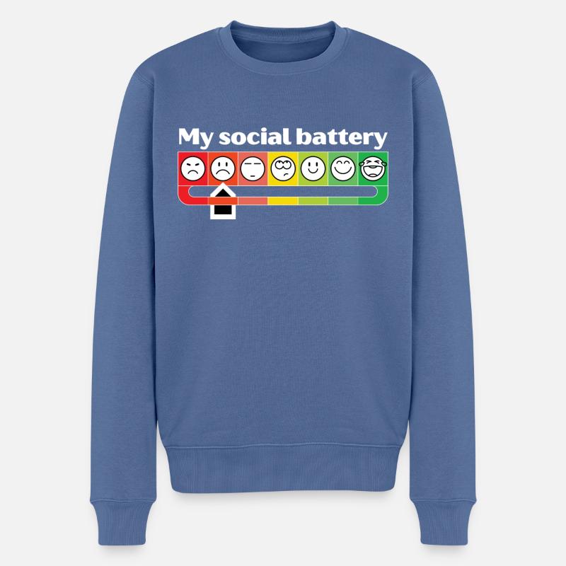 My social battery - Männer Premium Bio Pullover - Taubenblau