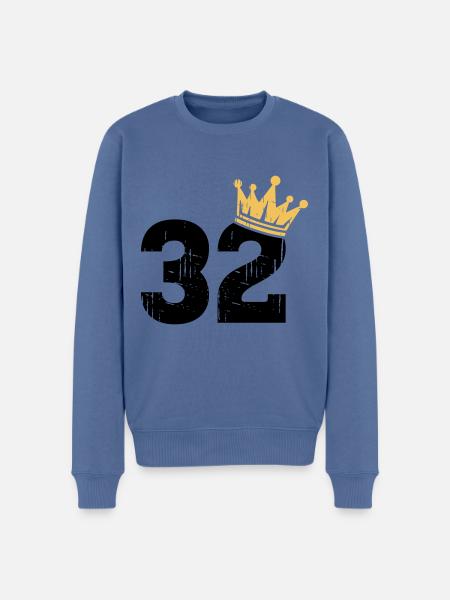 32 Crown 32 års fødselsdag 32 år gammel - Økologisk premium-sweatshirt til mænd - dueblå