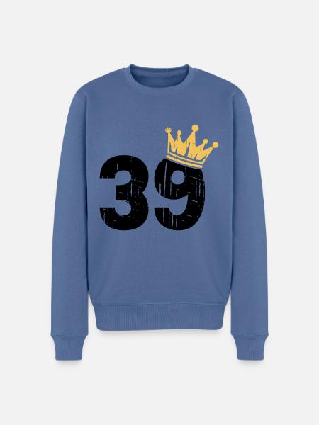 39 Corona 39 ° compleanno 39 anni - Maglione ecologico premium da uomo - grigio-azzurro