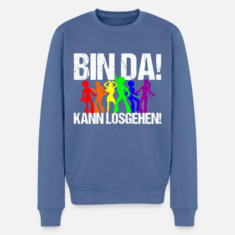 Bin da, kann losgehen! - Männer Premium Bio Pullover - Taubenblau