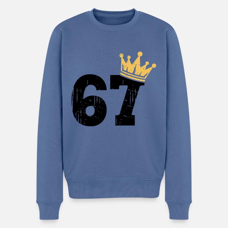67 Krone 67. Geburtstag 67 Jahre - Männer Premium Bio Pullover - Taubenblau