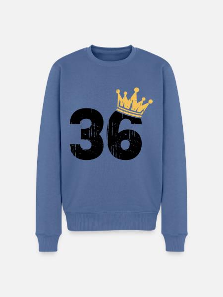 36 Crown 36th Birthday 36 Years - Men's Premium Organic Jumper - stone blue
