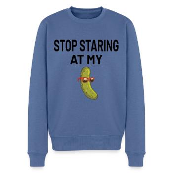 Männer Gurke Lustig Stop Staring At My Pickle - Männer Premium Bio Pullover - Taubenblau - Vorne - Nico (187cm)