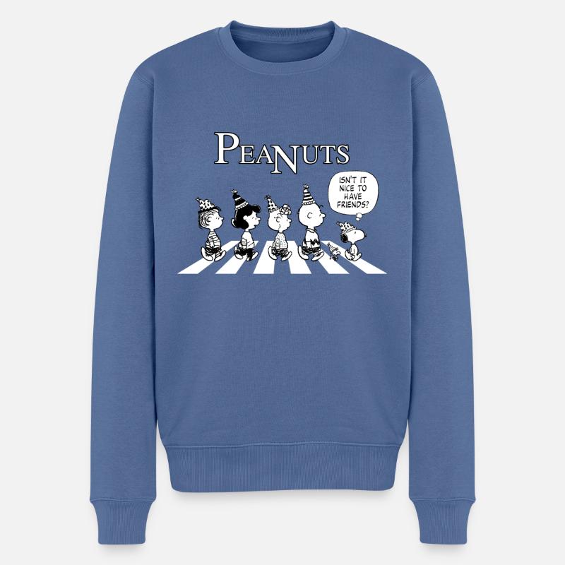 Peanuts Snoopy, Charlie, Stella e Lucy Compleanno - Maglione ecologico premium da uomo - grigio-azzurro
