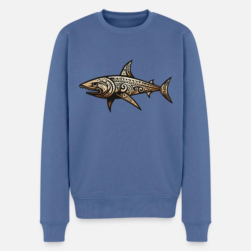 Adinkra Shark 3 - Pull Premium bio Homme - bleu pigeon