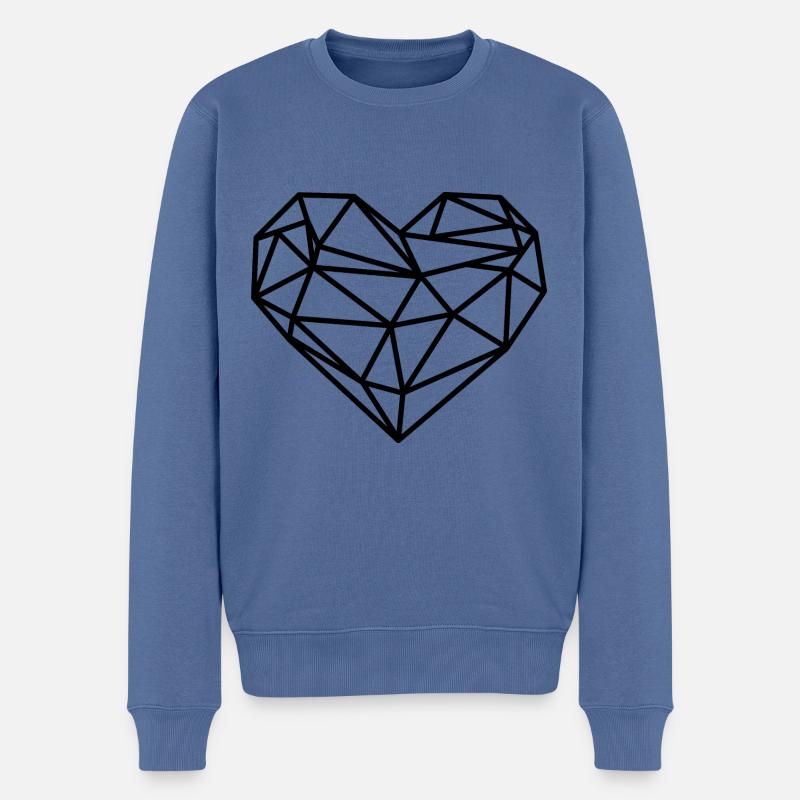 Herz Geometrisch Linien - Männer Premium Bio Pullover - Taubenblau