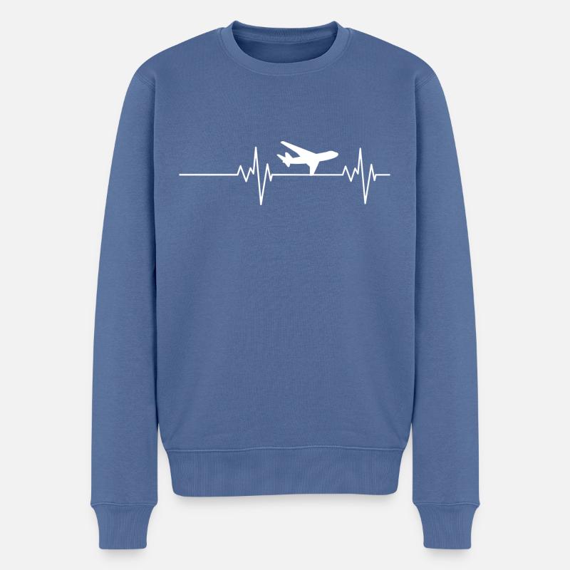 Plan de pulsation - Pull Premium bio Homme - bleu pigeon