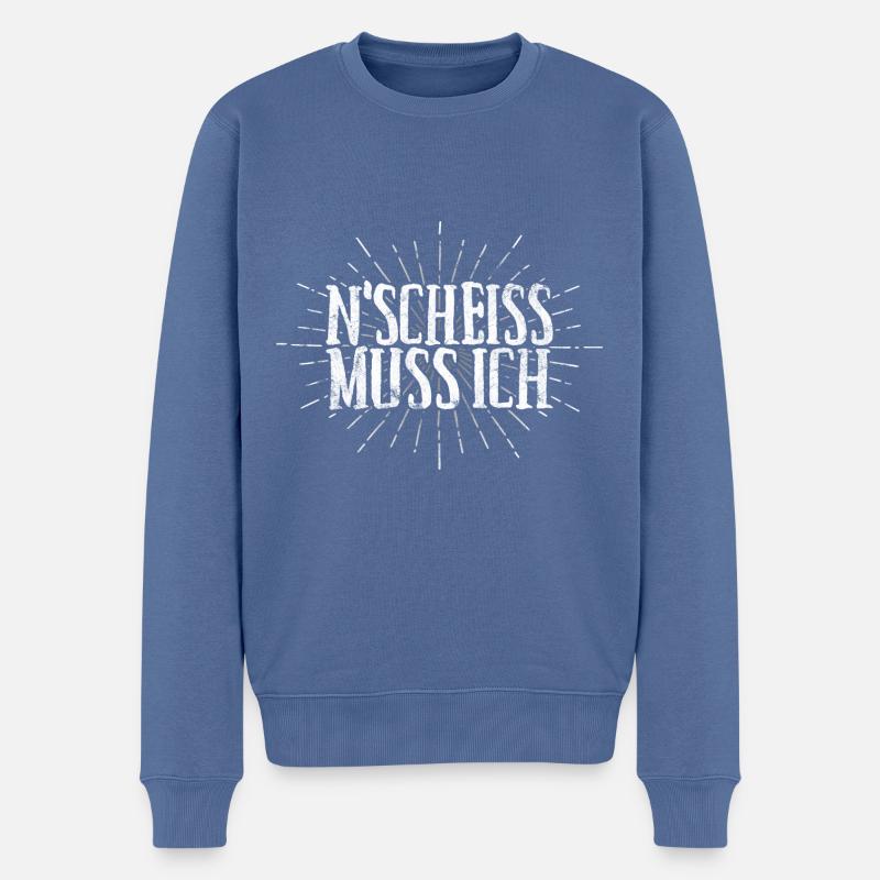 N Scheiss muss ich - Männer Premium Bio Pullover - Taubenblau