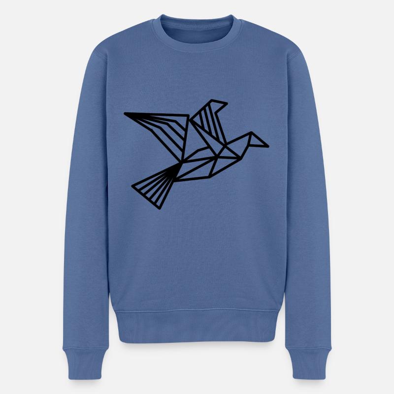 Vogel Geometrie Linien - Männer Premium Bio Pullover - Taubenblau