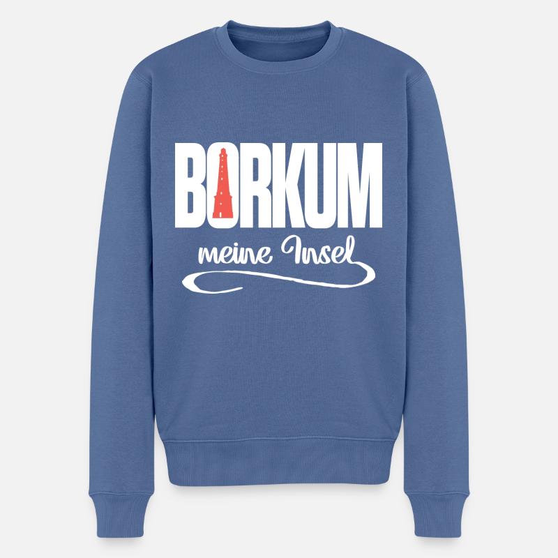 Borkum meine Insel - Männer Premium Bio Pullover - Taubenblau