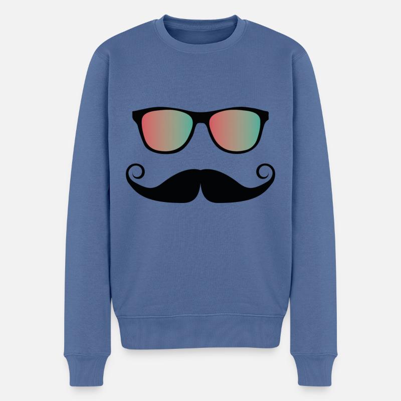 Lunettes de soleil à moustache - Pull Premium bio Homme - bleu pigeon