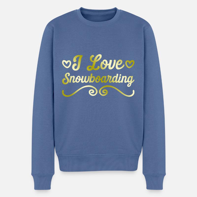 Ich liebe Snowboarding - Männer Premium Bio Pullover - Taubenblau