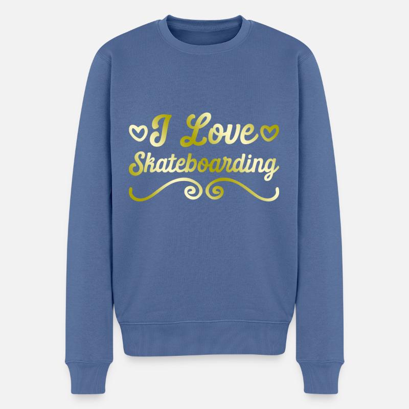 Ich Liebe Skateboard - Männer Premium Bio Pullover - Taubenblau