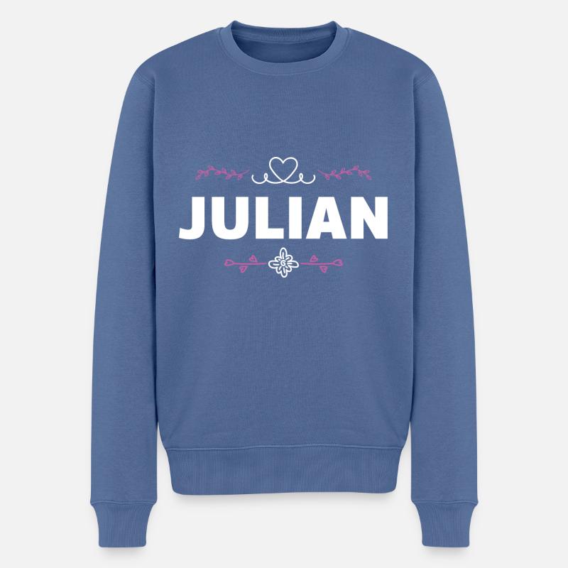 Julian - Männer Premium Bio Pullover - Taubenblau