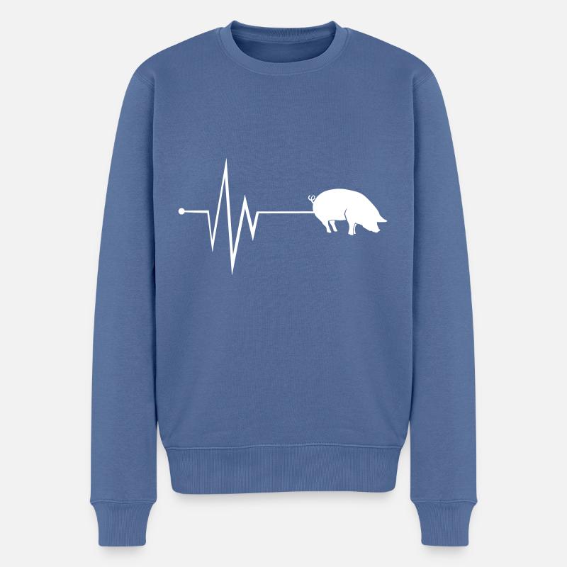Schwein Tier Puls - Männer Premium Bio Pullover - Taubenblau