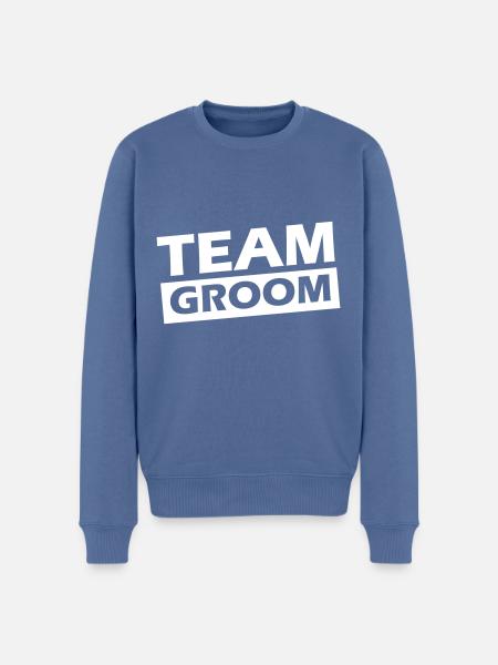 Team Groom Wedding Quote - Men's Premium Organic Jumper - stone blue