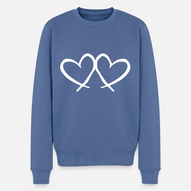 herzen symbol - Männer Premium Bio Pullover - Taubenblau