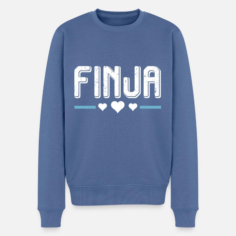 Finja - Männer Premium Bio Pullover - Taubenblau