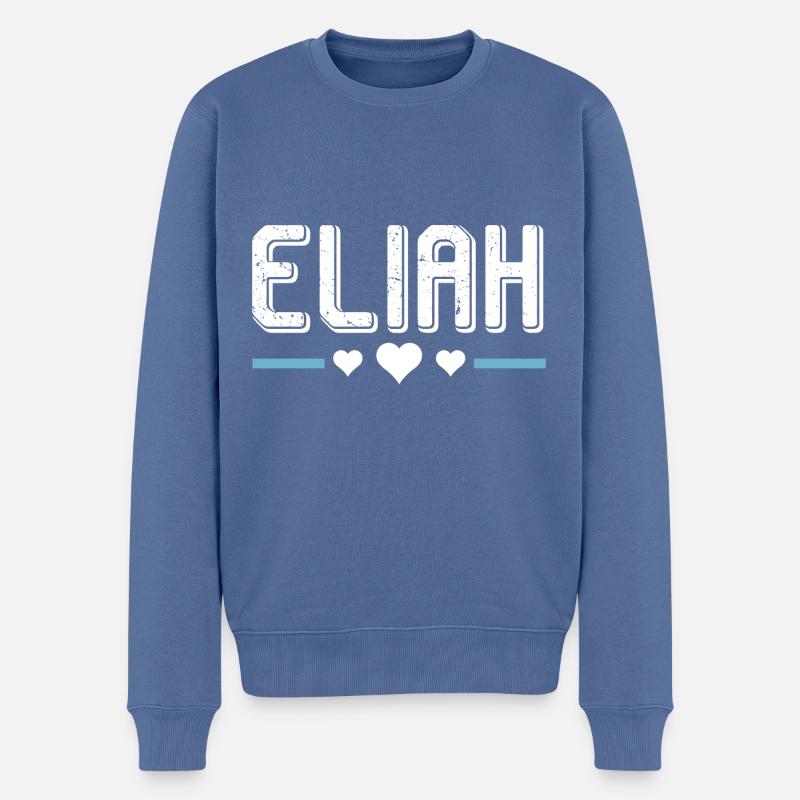 Eliah - Männer Premium Bio Pullover - Taubenblau