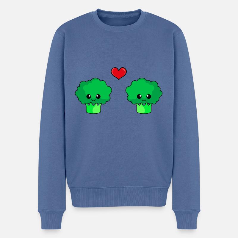 Broccoli Paar Liebe Comic - Männer Premium Bio Pullover - Taubenblau