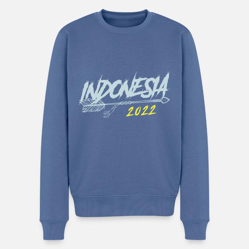 Indonesia 2022 - Männer Premium Bio Pullover - Taubenblau
