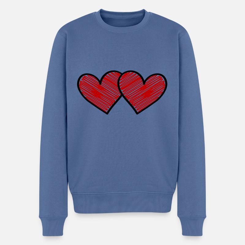 Herzen Liebe - Männer Premium Bio Pullover - Taubenblau