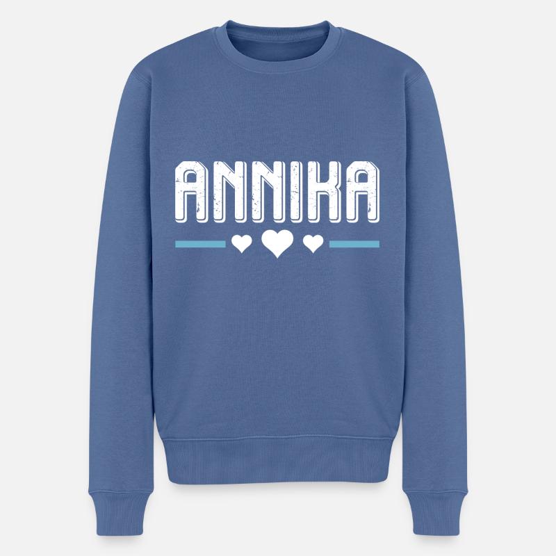 Annika - Männer Premium Bio Pullover - Taubenblau