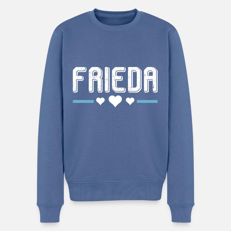 Frieda - Männer Premium Bio Pullover - Taubenblau