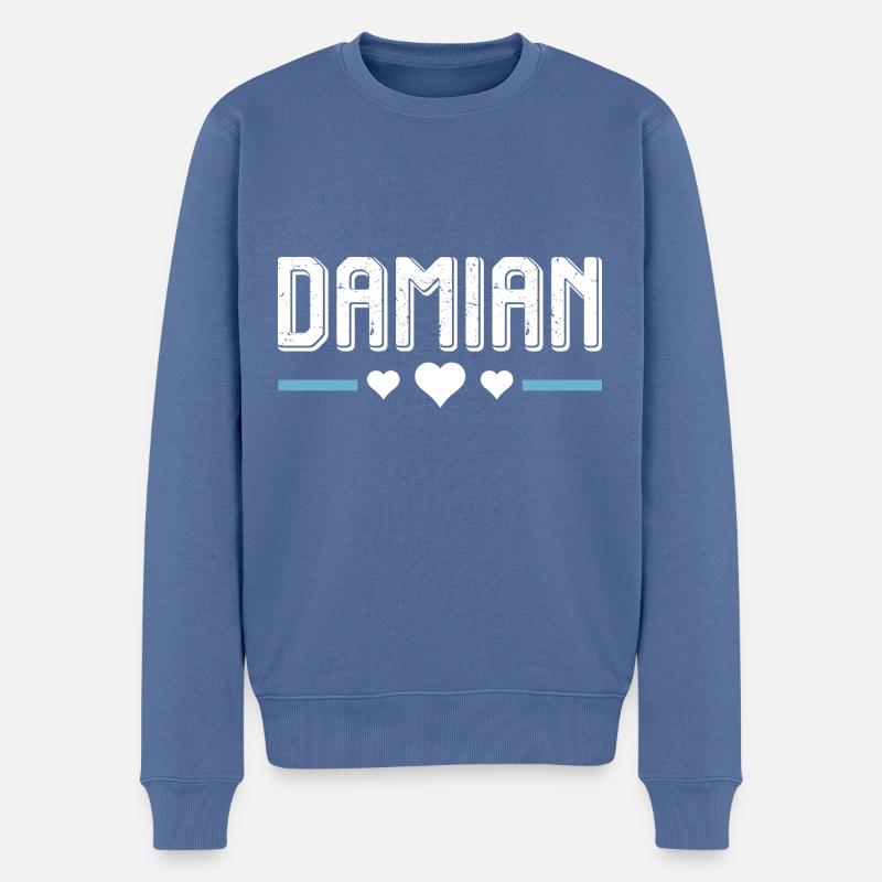 Damian - Pull Premium bio Homme - bleu pigeon