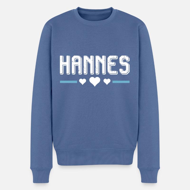 Hannes - Männer Premium Bio Pullover - Taubenblau
