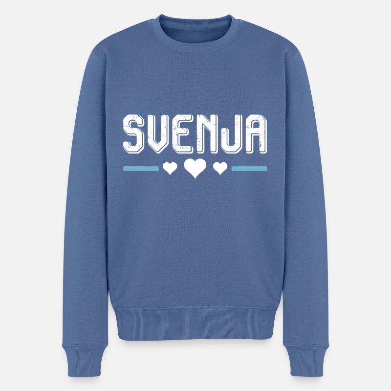 Svenja - Männer Premium Bio Pullover - Taubenblau