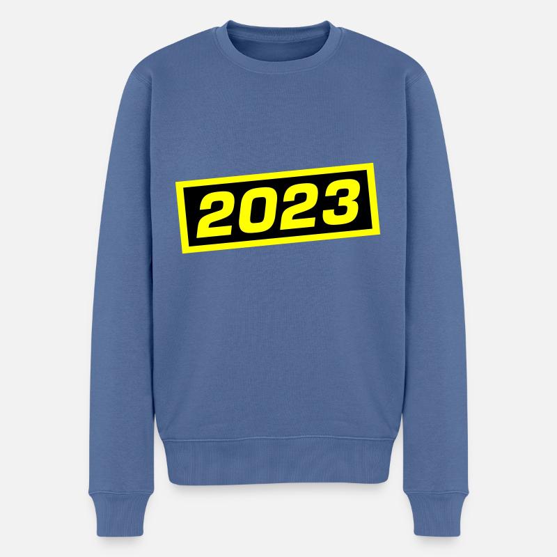 2023 Jahr - Männer Premium Bio Pullover - Taubenblau