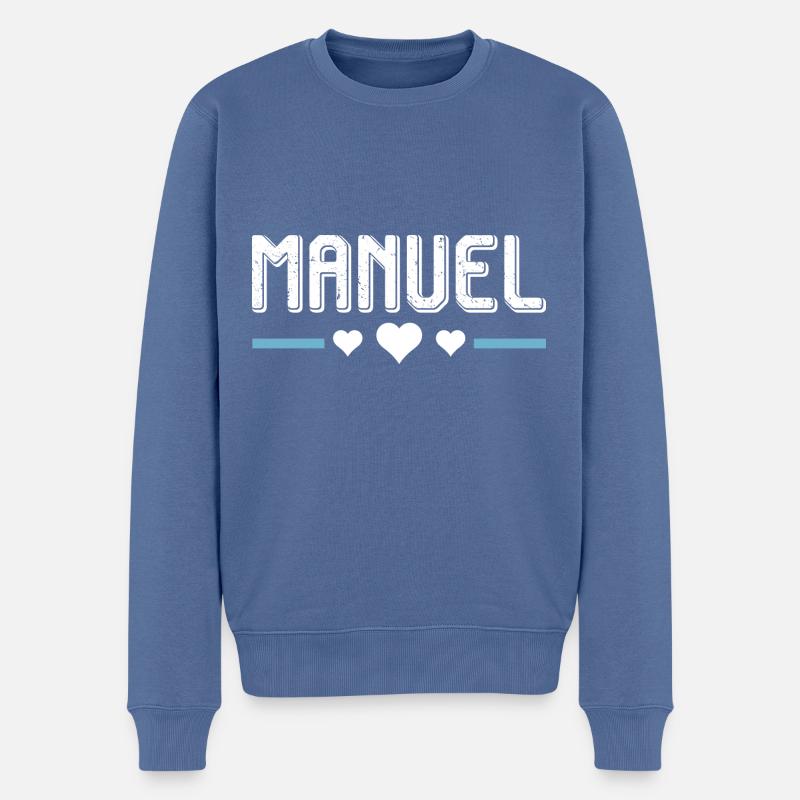 Manuel - Männer Premium Bio Pullover - Taubenblau