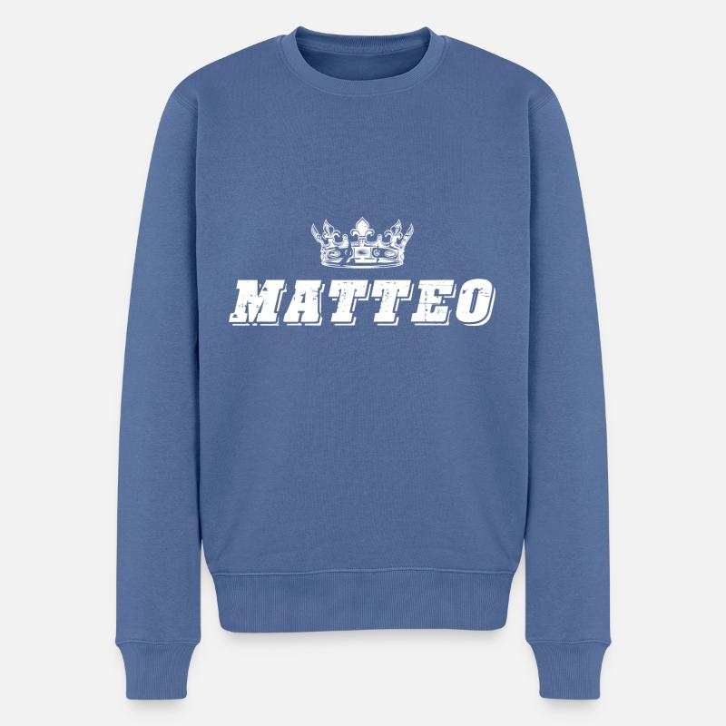 Matteo - Männer Premium Bio Pullover - Taubenblau