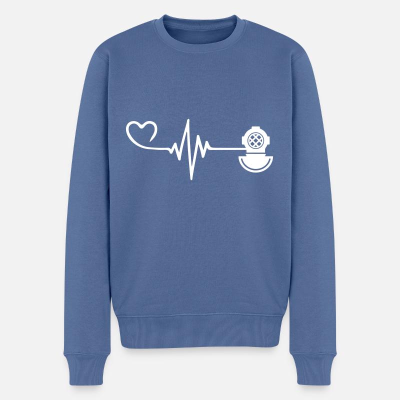 Apnée Plongée Pulse Heart - Pull Premium bio Homme - bleu pigeon